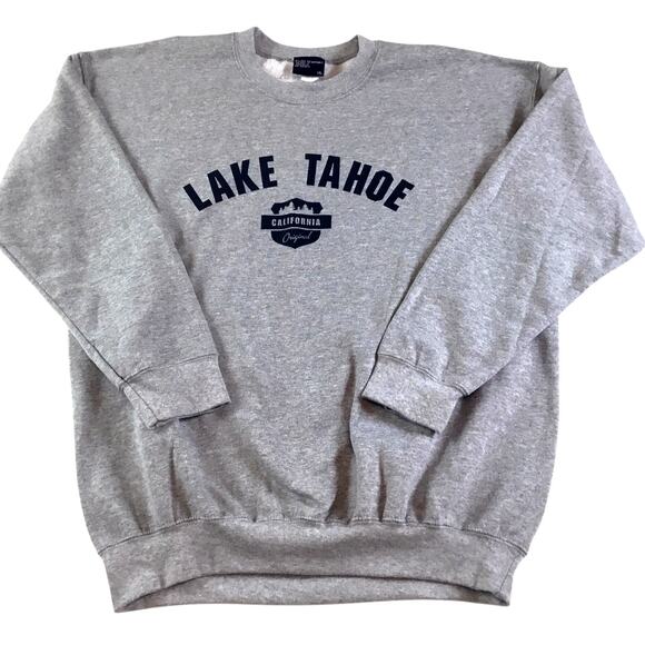 Lake Tahoe CA Sweatshirt Gray Navy MV Sport Size Medium - Picture 1 of 3